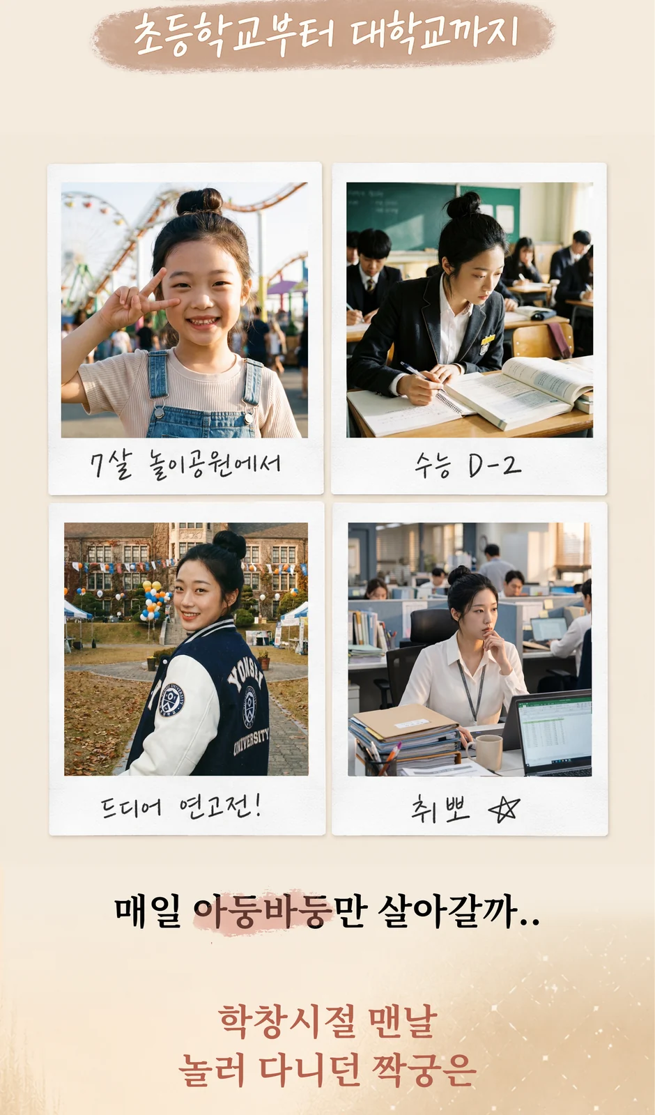 초등학교부터 대학교까지 매일 아등바등만 살아갈까. 학창시절 맨날 놀러 다니던 짝꿍은